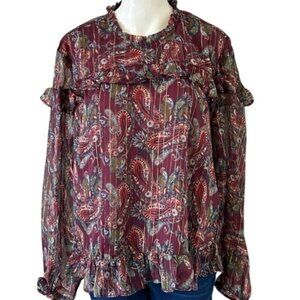 Moon Orchid Blouse Paisley Top Medium New Women's Modcloth Office Career